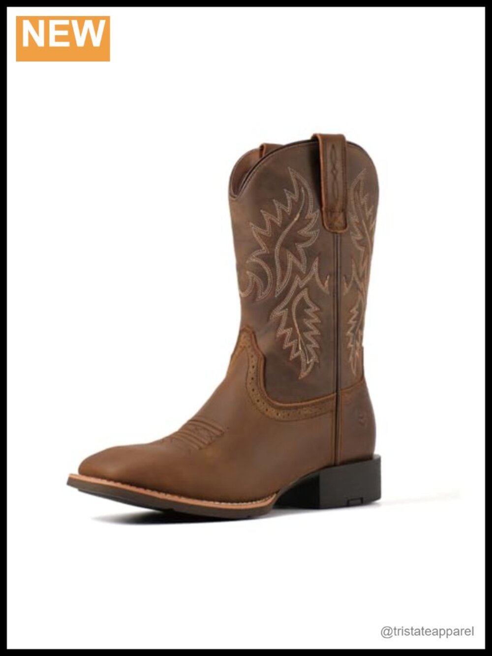 Men's Square Toe Western Boots Full-Grain Leather Slip-Resistant